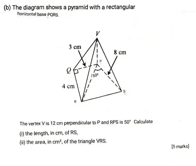 Solved: The diagram shows a pyramid with a rectangular horizontal base ...