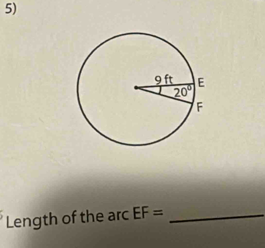 Length of the arc EF= _