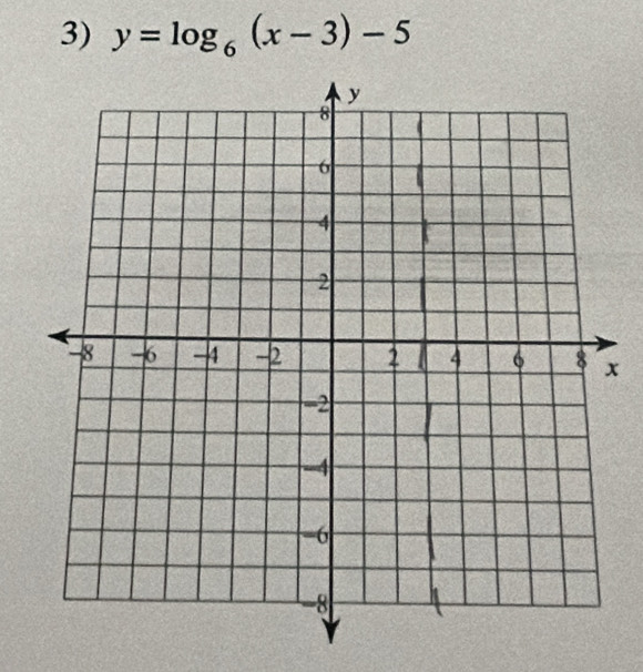 y=log _6(x-3)-5
x