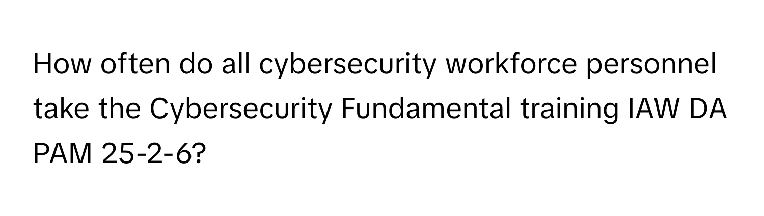 Solved: How often do all cybersecurity workforce personnel take the ...