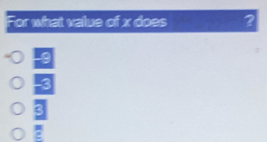 For what value of x does