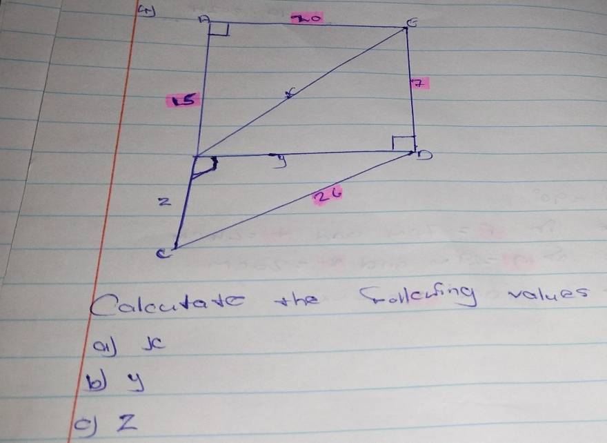 Calcutate the Collouing values 
a) sc
b) y
( z