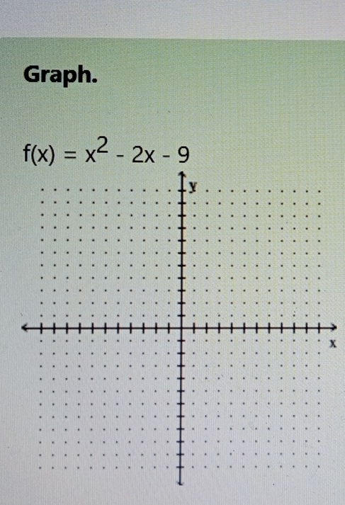 Graph.
f(x)=x^2-2x-9
x