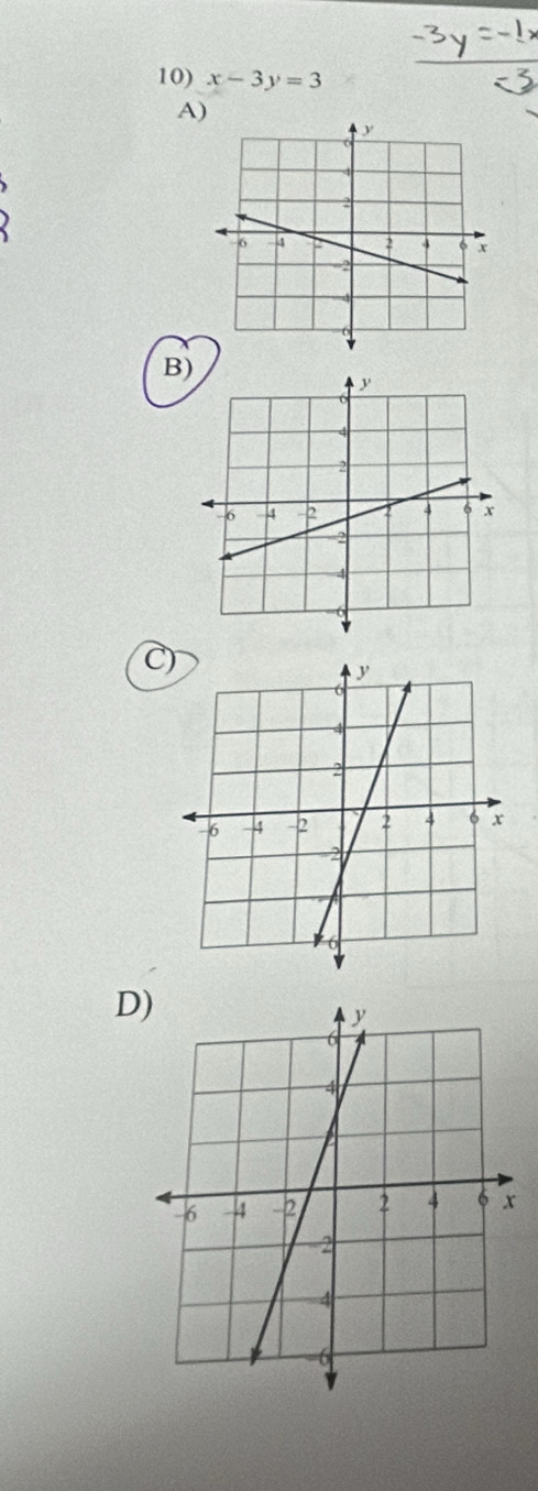 x-3y=3
A) 
B) 
C 
D