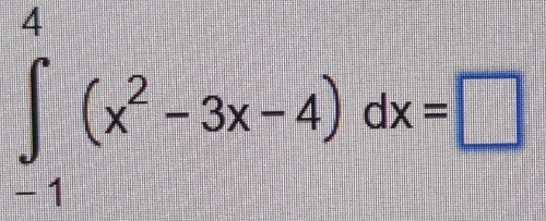 ∈tlimits _(-1)^4(x^2-3x-4)dx=□