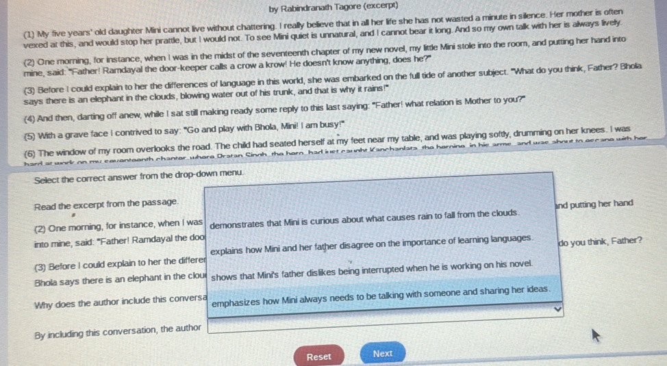 Solved: by Rabindranath Tagore (excerpt) (1) My five years' old ...