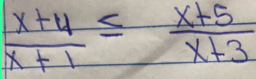  (x+4)/x+1 ≤  (x+5)/x+3 