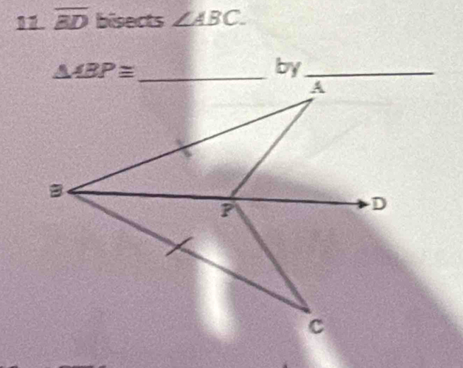 11^^circ  overline BD bisects ∠ ABC.