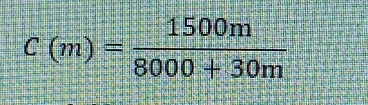 C(m)= 1500m/8000+30m 