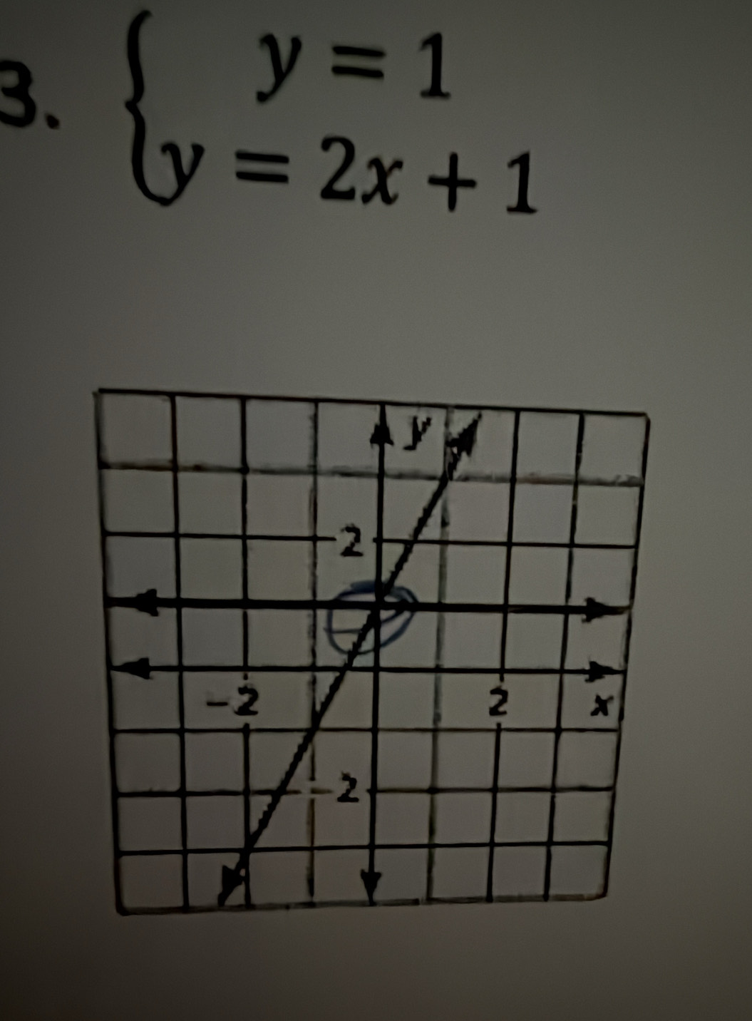 beginarrayl y=1 y=2x+1endarray.