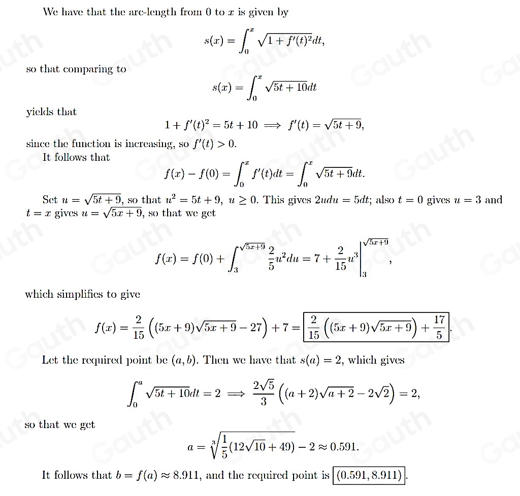 Solved: The arc length function for a curve y=f(x) , where f is an ...