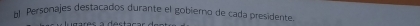 Personajes destacados durante el gobierno de cada presidente.