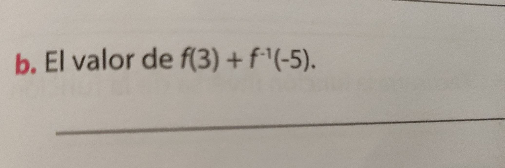 El valor de f(3)+f^(-1)(-5). 
_