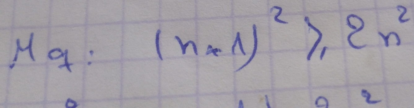 Ha:
(n+1)^2≥slant 2n^2
2