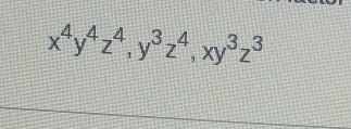 x^4y^4z^4, y^3z^4, xy^3z^3