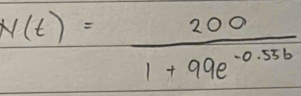 N(t)= 200/1+99e^(-0.556) 