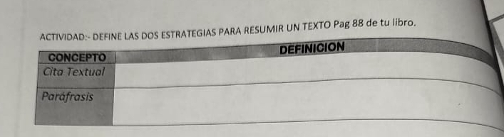 ARA RESUMIR UN TEXTO Pag 88 de tu libro.