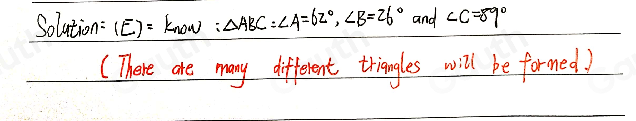 Solved: How many noncongruent triangles ABC can be formed if A=62° B=26 ...