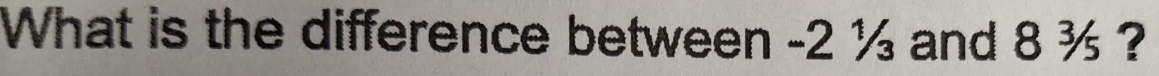 What is the difference between -2 ½ and 8 ¾ ?