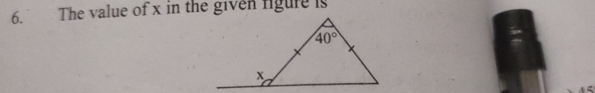 The value of x in the given figure is