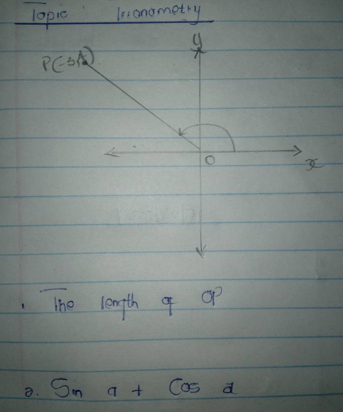 lopic l onometry
P(-3,1)
o 
The length of a°
8. S_ma+cos alpha