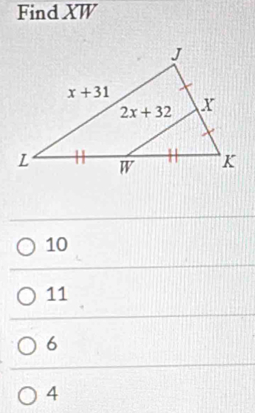 Find XW
10
11
6
4