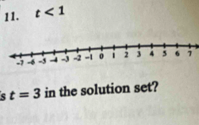 t<1</tex> 
s t=3 in the solution set?