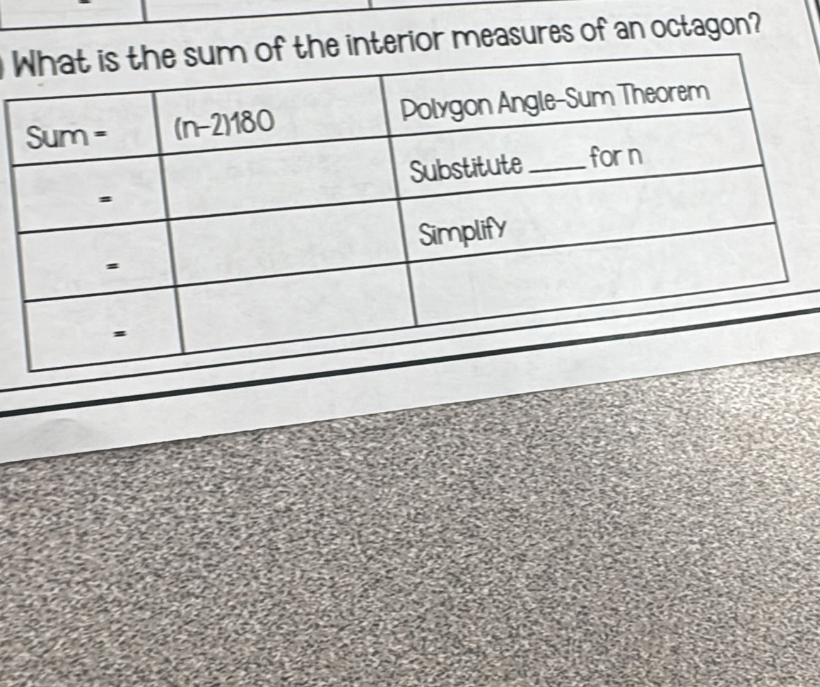 interior measures of an octagon?