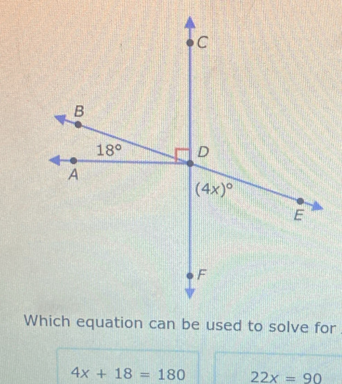 4x+18=180 22x=90