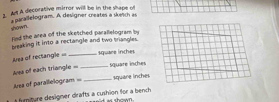 Solved: Art A decorative mirror will be in the shape of a parallelogram ...