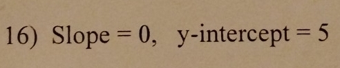 Slope =0 , y-intercept =5