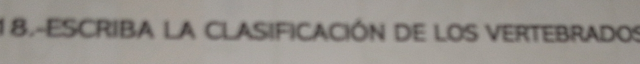 1 8.-ESCRIBA LA CLASIFICACIÓN DE LOS VERTEBRADOS