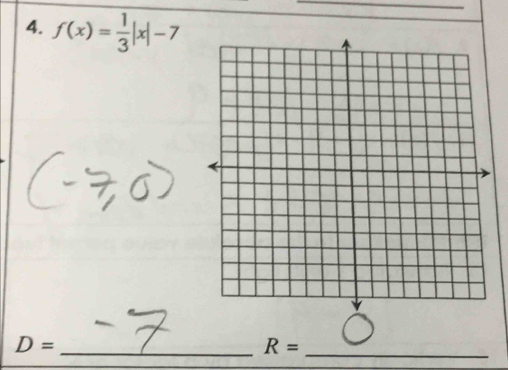 f(x)= 1/3 |x|-7
_ 
_ D=
R=