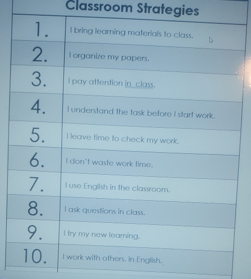 Classroom Strategies