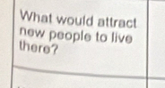 What would attract 
new people to live 
there?