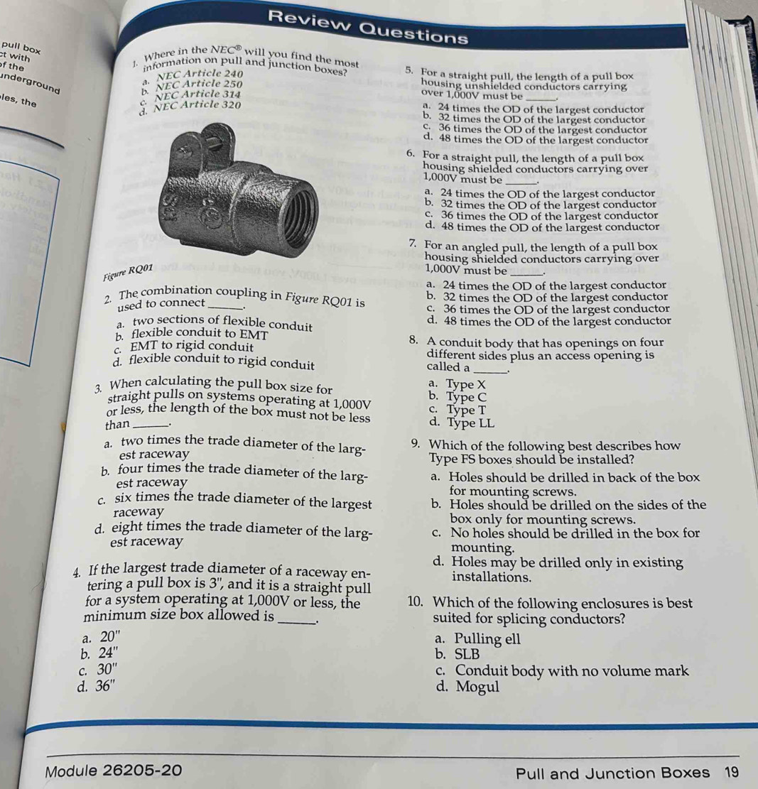 Solved: Review Questions pull box ct with . Where in the NE C ...