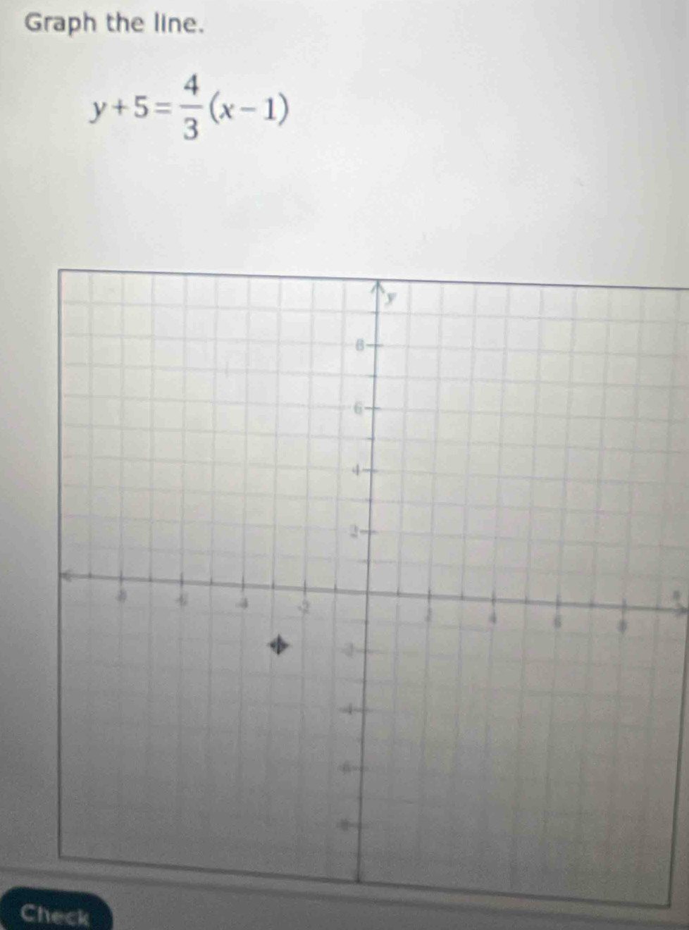 Graph the line.
y+5= 4/3 (x-1)

Check