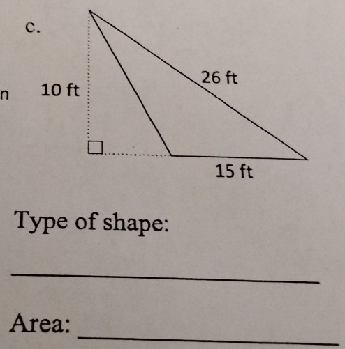 Type of shape: 
_ 
_ 
Area: