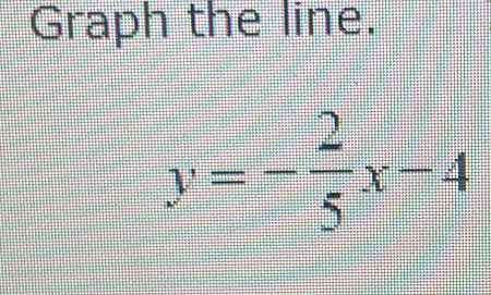 Graph the line.
y=- 2/5 x-4