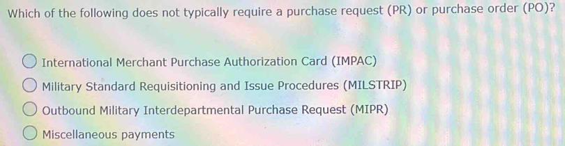 Solved: Which of the following does not typically require a purchase ...