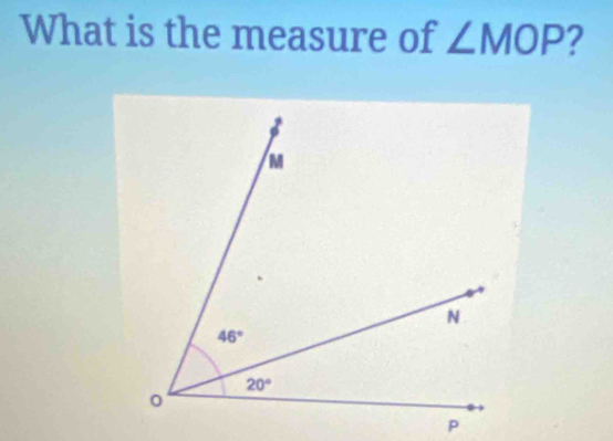 What is the measure of ∠ MOP ?