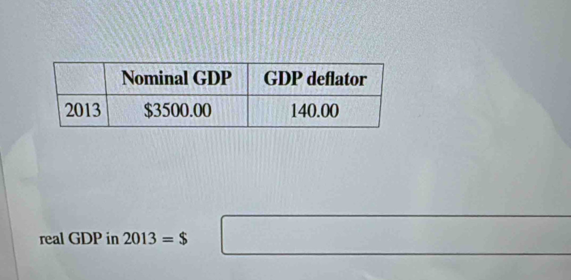 real GDP in 2013=$
^circ 