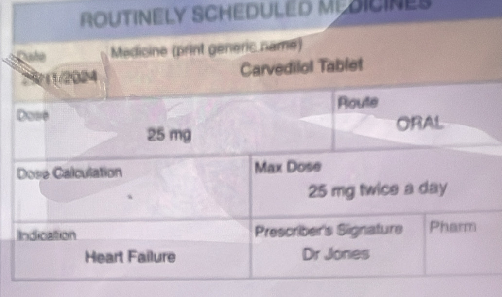 ROUTINELY SCHEDULED MEDICINES