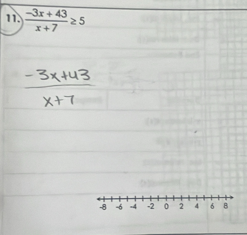  (-3x+43)/x+7 ≥ 5