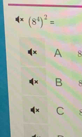 x (8^4)^2=
× A 8
× B 8
C S