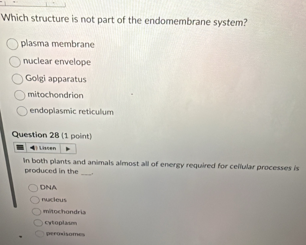 Solved: Which structure is not part of the endomembrane system? plasma ...