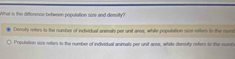 Solved: What is the difference between population size and density ...