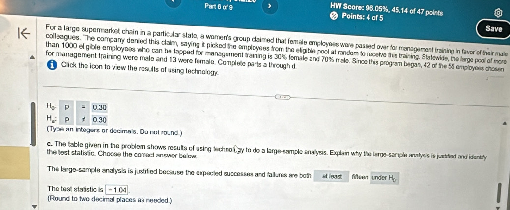 HW Score: 96.05%, 45.14 of 47 points
Part 6 of 9