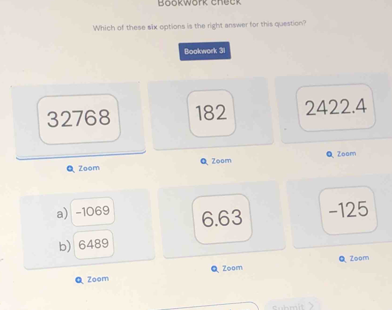 Solved: Bookwork check Which of these six options is the right answer ...