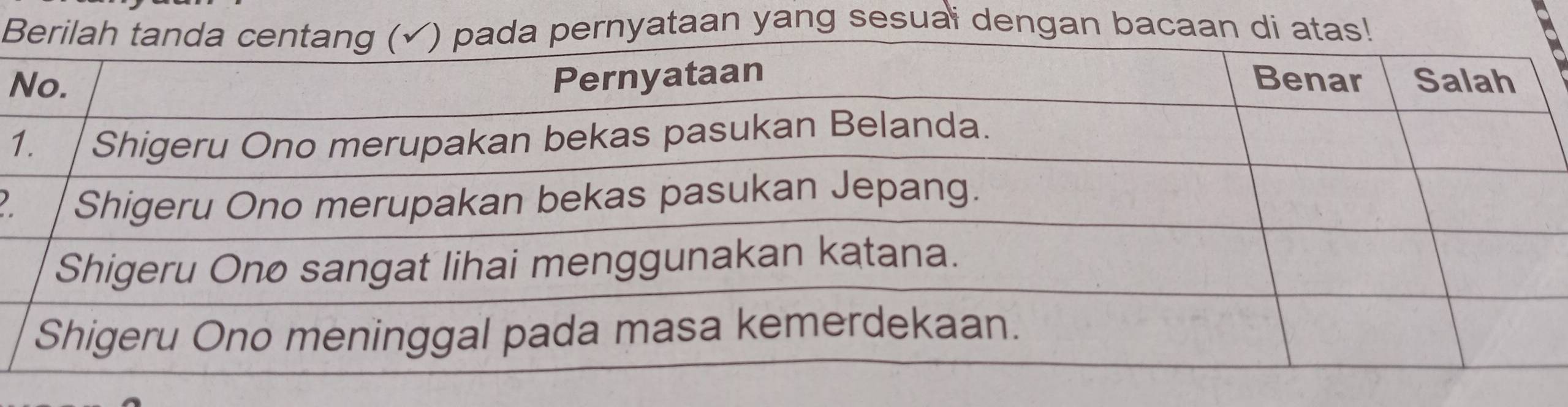 Btaan yang sesuai dengan bac
N
1